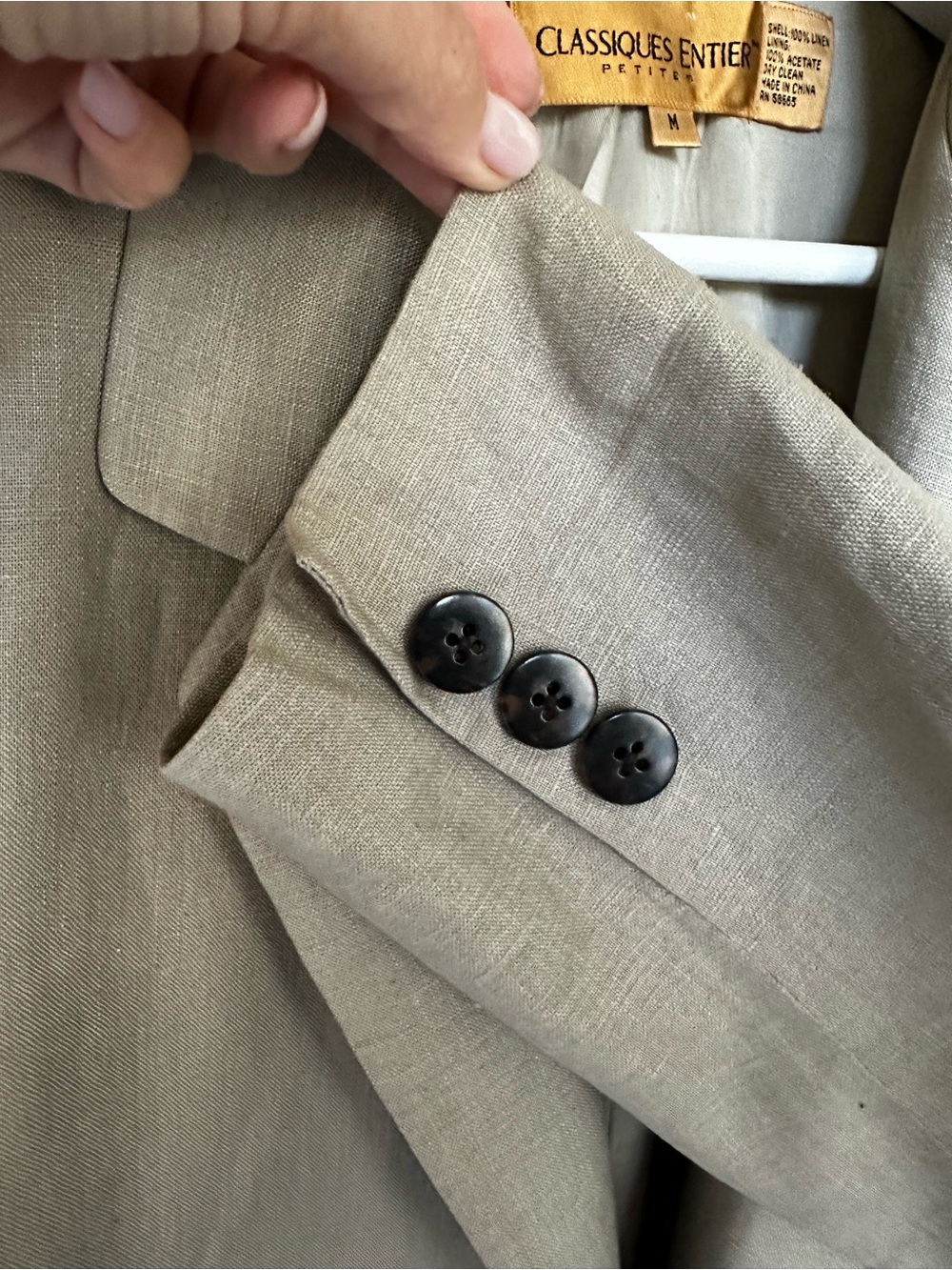 Classiques Entier Petites 100% Linen Blazer Taupe M - Picture 9 of 10